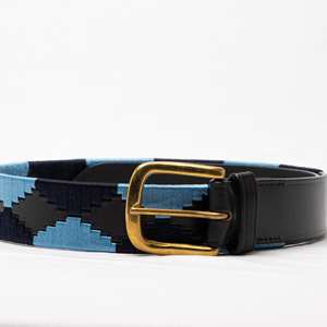 Cinturón de Nubuck con Diseño de Polo Argentino Colorido - Cinturón Ecuestre Azul de Cuero Genuino de Polo Argentina - Product Image 6
