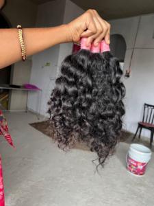 Cheveux Humains Indiens Vierges 100g Extensions en Vrac Noir Naturel Bouclés Trame Simple Cheveux Remy Super Double Drawn à Tisser - Product Image 3