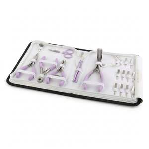 Kit d'outils de salon en acier inoxydable pour pose d'extensions capillaires violet clair, avec pinces pour anneaux nano et pointes en I, OEM - Product Image 1