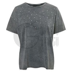 Camiseta de Jersey Informal de Verano, Transpirable, Ajustada, con Lavado Ácido Gris - Product Image 4