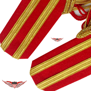 KEW - Elegante Epaulette de Tela Roja con Trenzas Doradas y Flecos Rojos, Accesorio Decorativo de Lujo - Product Image 3