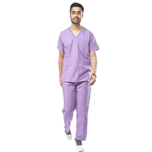 Nurses Hospital <b>Scrub</b> Uniforms Suit Two-Piece Stretch Spandex 100% Cotton Woven <b>Scrubs</b> <b>Set</b> for Men - Product Image 1