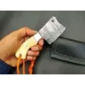 Couteaux de cuisine miniatures en acier Damas faits à la main par Ahmad Fabric, avec étui en cuir, manche élégant, personnalisable, supporté - Product Image 6