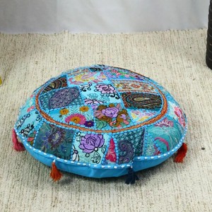 Handmade Embroidered Patchwork <b>Floor</b> Cushion <b>Cover</b> - Product Image 5
