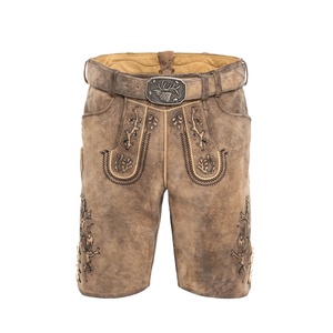 Shorts en cuir bavarois personnalisés pour hommes, 100% daim de chèvre, brodés, respirants, style streetwear pour les saisons d'automne - Product Image 3