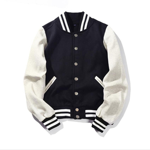 Veste de baseball en molleton de coton de qualité supérieure, col montant avec manches contrastantes, pour homme et garçon, automne-hiver - Product Image 4