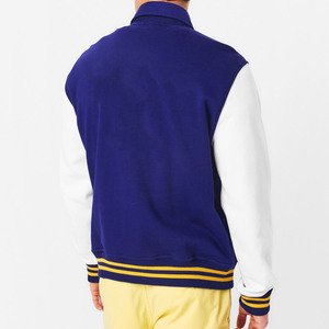Veste universitaire bleue et blanche pour homme avec impression de votre logo, col rabattu, style preppy, vêtement d'automne - Product Image 4