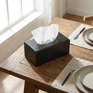 Porte-mouchoirs en bois minimaliste |   Boîte à serviettes en bois noir moderne, décoration pour la maison, le bureau et les chambres d'hôtel de luxe - Product Image 3