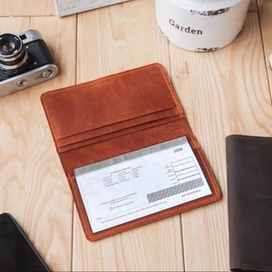 Custom Distressed Cowhide <b>Genuine</b> <b>Leather</b> Checkbook Cover <b>Wallet</b> Holder LCR-0008 Open Closure Vintage Style Long <b>Wallet</b> - Product Image 1