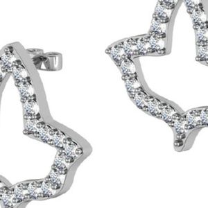 Pendientes de Plata con Diseño de Hoja de Cristal para Mujer, Joyería Elegante y a la Moda, Pendientes de Botón, Accesorio Destacado, Regalo, Uso Diario - Product Image 4