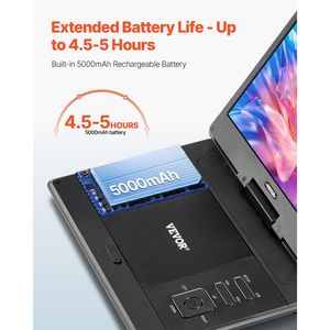 Schermo Portatile HD Girevole da 14 Pollici per Lettore DVD con Batteria Ricaricabile Integrata da 4,5-5 Ore e Supporto Dual Sync T - Product Image 3