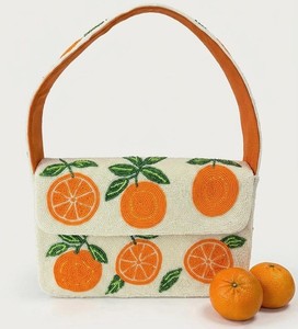 Best Quality Orange Embroidery Beaded <b>Handbag</b> <b>Cream</b> Orange Pattern Crossbody Bag For Women Accessory Textile Folk Art Craft - Product Image 1