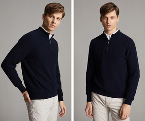 Suéter de Cuello Redondo con Cierre de Cremallera para Hombre, Color Sólido, Manga Larga, Tejido de Algodón, Antipilling, Ropa de Invierno - Product Image 5