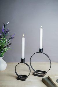 Modern Metal Candle Holder for Home Decor Iron <b>Candlestick</b> Holder with Matte Black Finished Elegant Tabletop Candle Stand - Product Image 5