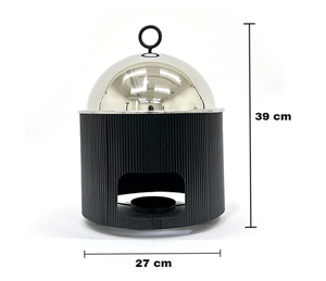 Casserole ronde noire élégante avec couvercle en acier inoxydable et support pour bougie chauffe-plat, idéale pour les buffets de mariage, les réceptions à domicile. - Product Image 2