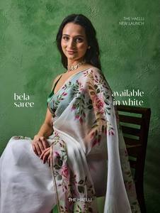 Sari Nature Beauty, Sari Élégance Printanière, Sari Luxe Floral, Sari Charme des Pétales et travail artisanal Cutdana, en satin doux et lourd - Product Image 3