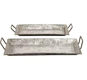 Bandeja de metal galvanizado estilo rústico, ideal para una presentación elegante de alimentos. - Product Image 5