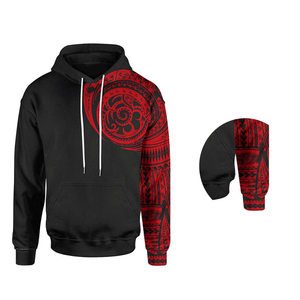 Men's Black <b>Hoodie</b> With <b>Red</b> Tribal Print Design Regular Fit Casual Sweatshirt Sublimation Printed Front Pocket Autumn Wear - Product Image 3