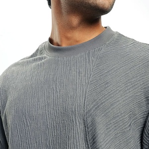 เสื้อยืดผ้าฝ้าย100% สีขาวสำหรับผู้ชายเสื้อยืดคอกลมเปิดไหล่แบบเรียบ - Product Image 6