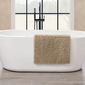Taupe Chenille Bath <b>Mat</b> Rectangle Non-Slip Rubber Backing Thick Plush Tufted Home Use - Product Image 6