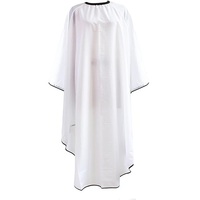 Cape de Barbier Professionnelle Imperméable avec Fermeture à Boutons Ajustable pour Salon de Coiffure – Blanche