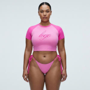Custom Eco-Friendly <b>Plus</b> <b>Size</b> High Waist Printed 2-Piece <b>Bikini</b> <b>Sets</b> Quick Dry Front Logo Low MOQ for Boutique Buyers - Product Image 1