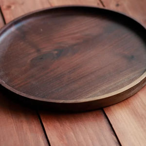Bandeja Redonda de Madera de Nogal Sólido para Servir, Moderna, para el Hogar y la Oficina, Portátil, Ecológica, Organizador de Almacenamiento de Alimentos de un Solo Nivel - Product Image 1