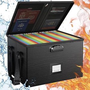 Boîte à documents ignifuge portable avec serrure, rangement étanche pour dossiers suspendus (lettres/format légal), organisateur de classeurs avec poignée - Product Image 1