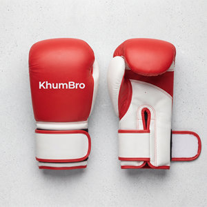 Guantes de Boxeo KhumBro Negros y Blancos de Piel Sintética con Cierre de Velcro, Transpirables, para Entrenamiento - Product Image 5