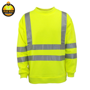 Sweat-shirt de sécurité haute visibilité à manches longues avec logo brodé en polyester OEM et bande réfléchissante - Product Image 4