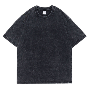 Camiseta Oversize Vintage de Algodón 100% de Alto Gramaje con Hombros Caídos, Lavado Ácido, Negra, Larga, Tejido Ligero de Bambú, Talla Grande - Product Image 2