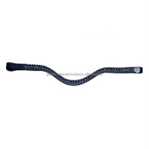 Banda delgada para cejas de caballo de cuero con forma curva y diseño personalizado con cristales de vidrio redondos, banda brillante para cejas con diamantes brillantes - Product Image 6