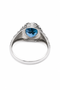 Anillo de Topacio Azul Londres en Plata de Ley 925 con Baño de Rodio y Engaste de Garra de Lujo KLSR12379 - Product Image 3