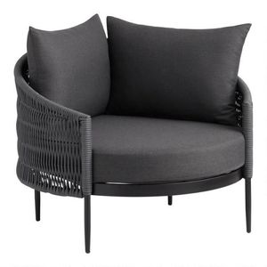 Chaise longue tressée pour l'intérieur et l'extérieur avec structure métallique pour jardins de luxe, hôtels et balcons résidentiels - Product Image 1