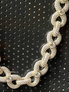 Radiant cuban <b>necklace</b> with round cut moissanite stones sparkling finish and fashionable <b>statement</b> styling for men - Product Image 3