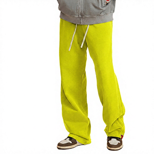 Pantalon de jogging gris en coton pour homme, taille élastique avec cordon de serrage, décontracté, respirant, écologique, poids moyen, devant plat, poches latérales - Product Image 3