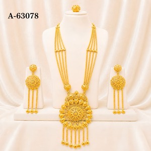 Designer Ethnic Long Zircon Trendy <b>Necklace</b> <b>Set</b> with Matching Earrings Gold Plated <b>Silver</b> Plated Wedding Jewelry A-63074 - Product Image 5