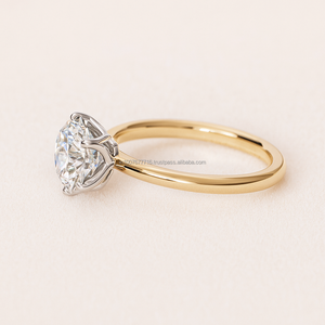 แหวนแต่งงานเพชรโมอิส1.50กะรัต6ง่าม925เงิน14K ทองได้รับการรับรองจากอินเดียโดยตรง - Product Image 3