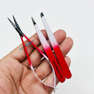Juego de Tijeras de Precisión con Logotipo Personalizado, Pinzas Inclinadas y Puntiagudas para Cejas, Acero Sostenible, Cuidado Personal para Cejas - Product Image 1