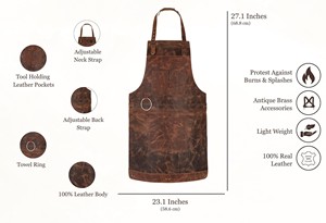 Tablier d'artiste en cuir véritable personnalisé, tablier de travail en cuir de haute qualité, respirant, fait main, confortable, robuste LPN-0203 - Product Image 3