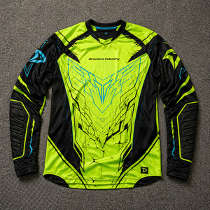 Maillot de paintball en gros, vert néon et noir, personnalisé pour tournoi de speedball, tenue d'équipe, vêtements de sport athlétiques - Product Image 1