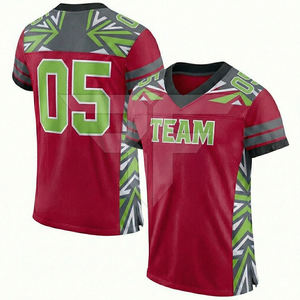 Maillot de football américain respirant à manches courtes avec logo personnalisé par transfert thermique, faible MOQ, vente en gros, sur mesure - Product Image 3