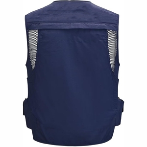 Gilet en maille respirante pour homme avec plusieurs poches, fermeture éclair, vêtements décontractés pour l'extérieur, design léger à col en V pour l'été - Product Image 6