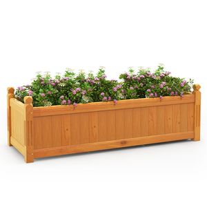 Bac à légumes rectangulaire surélevé en bois avec système de drainage pour la plantation de fleurs et de plantes vertes - Product Image 4
