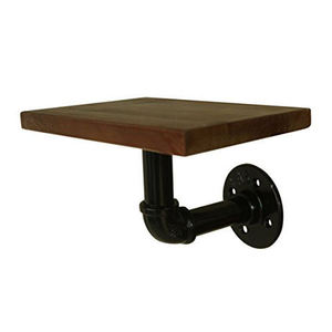 Industrial Wall <b>Shelf</b> Square Wood Top Cast Iron Bracket Single Tier Living Room Storage Rack wall <b>shelf</b> - Product Image 1