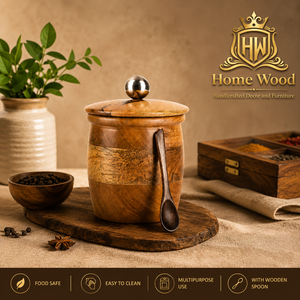 Handcrafted Wooden <b>Spice</b> <b>Jar</b> Flip Top Herb Container with Lid and Wooden Spoon for Kitchen Travel Storage - Product Image 1