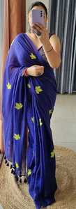 Sari de Algodón Khadi Premium para Mujer, Prenda Étnica Tradicional India con Blusa Bordada, Sari de Algodón Khadi - Product Image 1