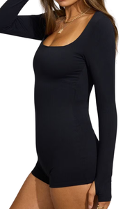 Mono de cuello cuadrado, corte ajustado, tela suave, estilo boutique para mujer, 2024 - Product Image 4