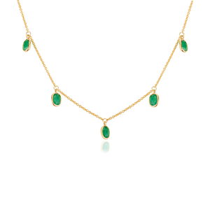 Hot Selling Products Minimal Elegant Design 14K Yellow Gold Natural Emerald Charm <b>Necklace</b> For Women's Anniversary Gift Jewelry - Product Image 3