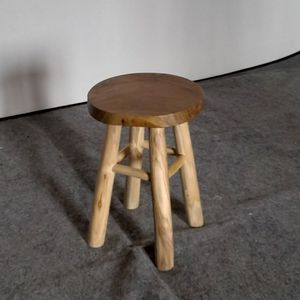 Solid Teak Wood Round Bar <b>Stool</b> Handcrafted Eco-Friendly Durable Tropical Modern Design - Product Image 1